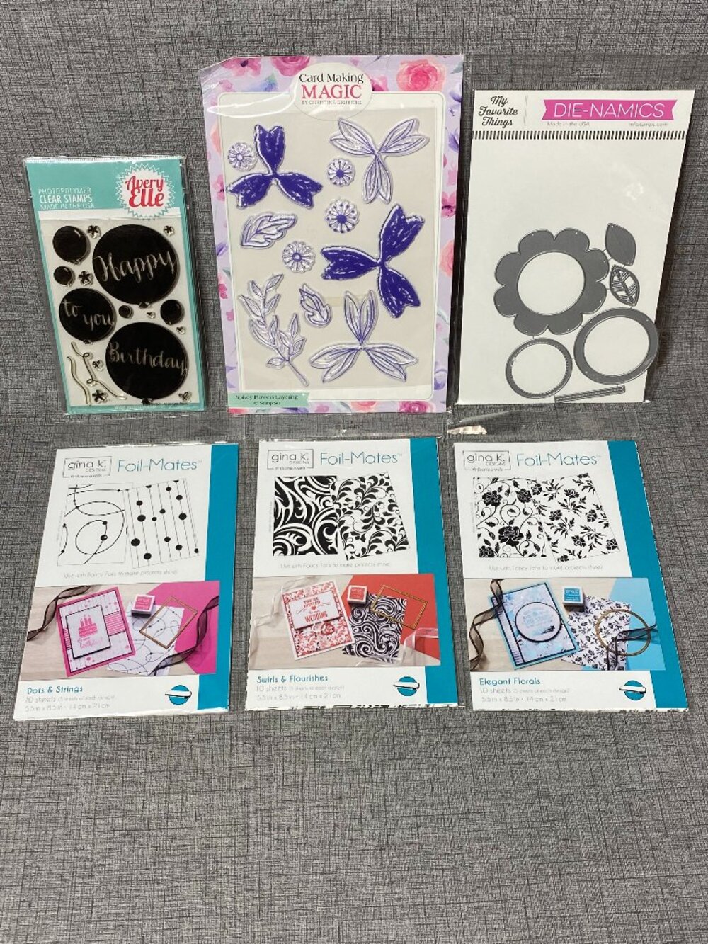 NEW Gina K Designs Foil Mates & My Favorite Things Avery Elle Stamps Die 6pc Lot
